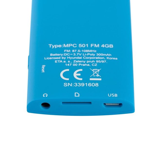 Компактний MP3 плеєр Hyundai MPC 501 GB4 FM BL 4GB Blue 461538 фото