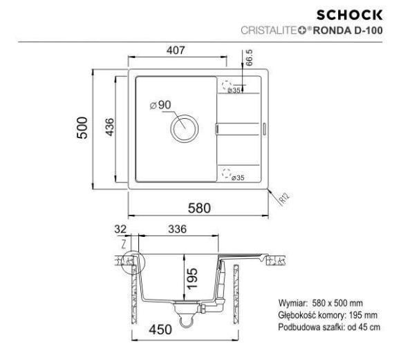 Кухонна мийка Schock Ronda D-100 Chrome 209444 фото