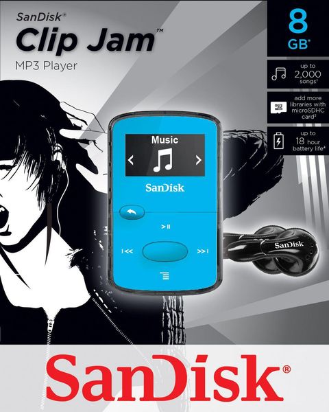 Компактний MP3 плеєр SanDisk Sansa Clip Jam Blue 8GB (SDMX26-008G-G46B) 170419 фото