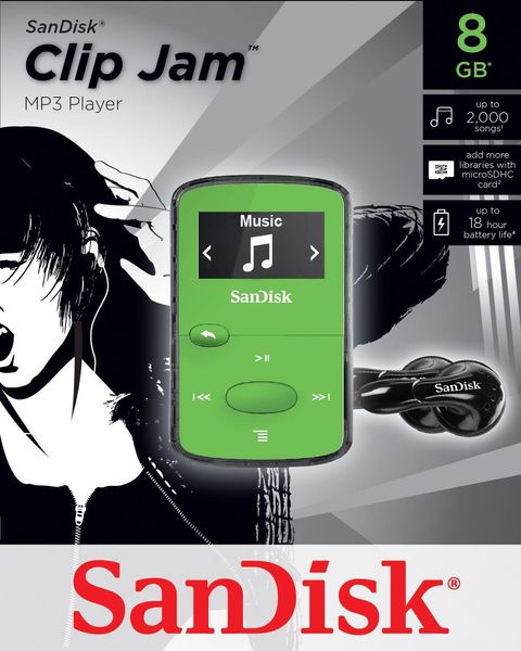 Компактний MP3 плеєр SanDisk Sansa Clip Jam Green 8GB (SDMX26-008G-G46G) 170420 фото