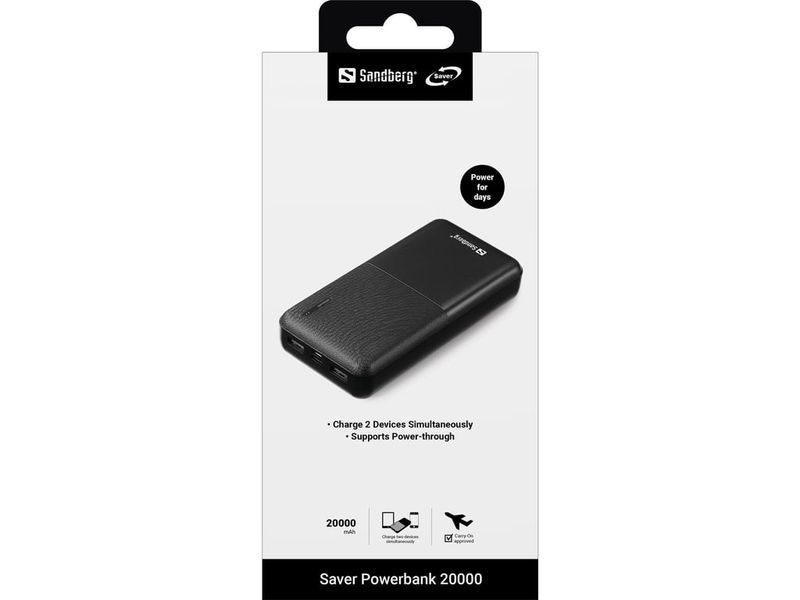 Внешний аккумулятор (павербанк) Sandberg Saver Powerbank 20000mAh (320-42) 613786 фото
