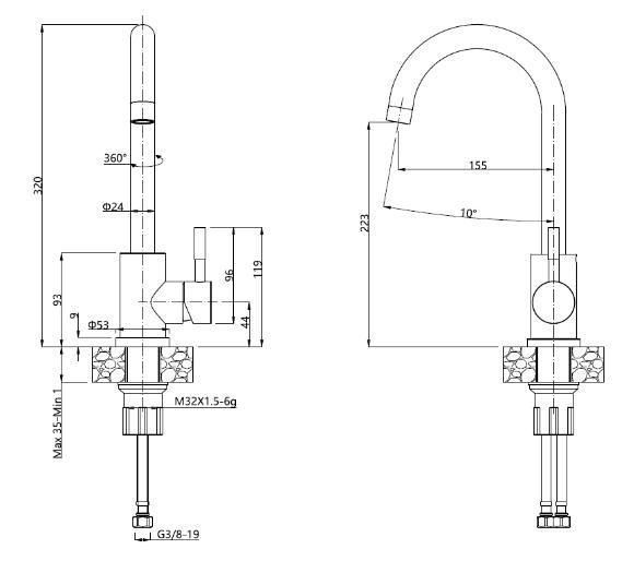 Змішувач для кухонної мийки Steiner Kate 3623500BE 319805 фото