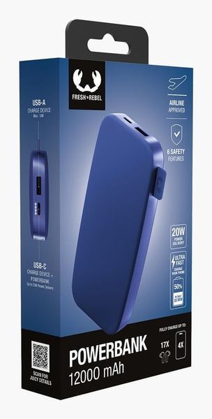 Внешний аккумулятор (павербанк) Fresh n Rebel Powerbank 20W 12000 mAh Blue (2PB12100TB) 613681 фото