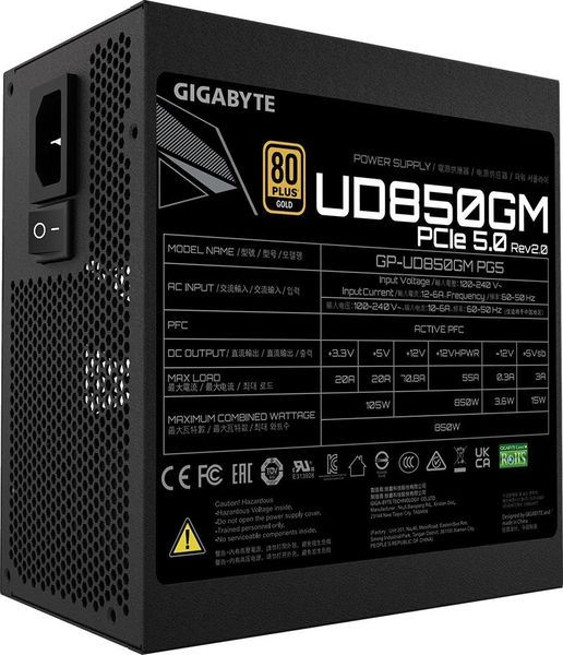 Блок живлення Gigabyte UD850GM PG5 850W 80 Plus Gold ATX 3.0 477090 фото