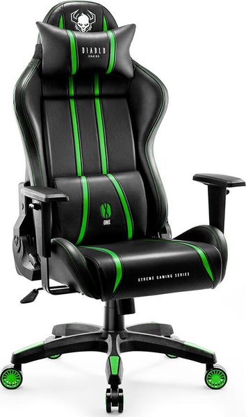 Комп'ютерне крісло для геймера Diablo Chairs X-One 2,0 Normal Size Black/Green 312205 фото