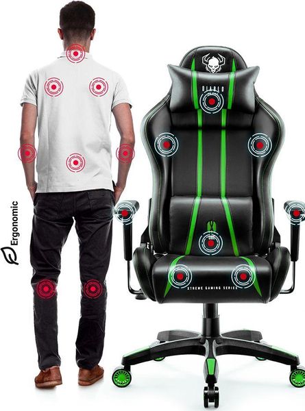 Комп'ютерне крісло для геймера Diablo Chairs X-One 2,0 Normal Size Black/Green 312205 фото