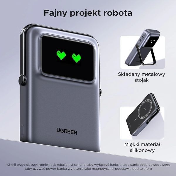 Внешний аккумулятор (павербанк) Ugreen Uno PB572 10000mAh 7,5W Grey (45327) 614101 фото