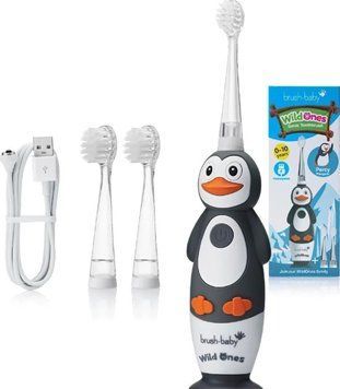 Электрическая зубная щетка Brush-Baby WildOnes Penguin Grey 556666 фото