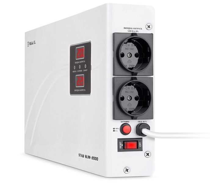 Стабілізатор напруги Real-El STAB SLIM-2000 White (EL122400008) 580408ua фото