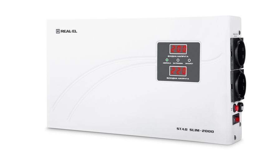 Стабілізатор напруги Real-El STAB SLIM-2000 White (EL122400008) 580408ua фото