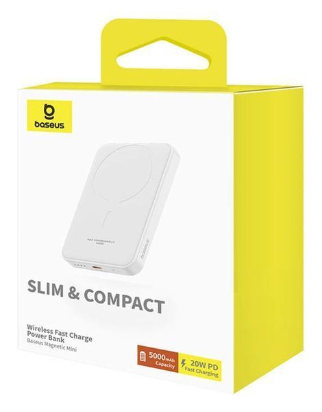 Зовнішній акумулятор (павербанк) Baseus Magnetic Mini 5000mAh 20W White (P10022107223-00) 613575 фото
