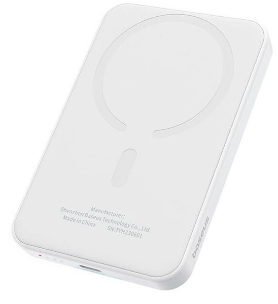 Зовнішній акумулятор (павербанк) Baseus Magnetic Mini 5000mAh 20W White (P10022107223-00) 613575 фото