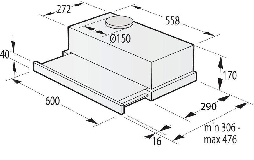 Вытяжка телескопическая Gorenje TH60E3W 301753 фото