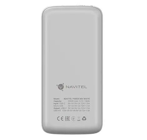 Зовнішній акумулятор (павербанк) Navitel PWR20 MX 20000mAh 22,5W White 614053 фото