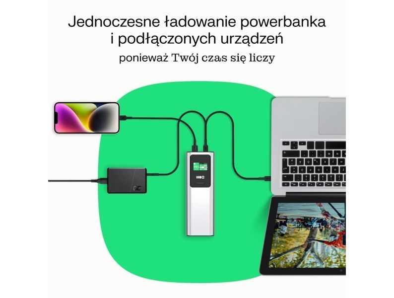 Внешний аккумулятор (павербанк) Green Cell PowerPlay Ultra 140W (PBGC25UD) 614039 фото