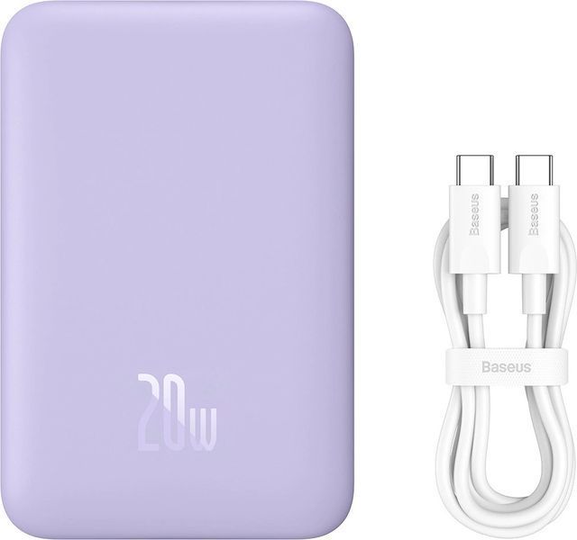 Зовнішній акумулятор (павербанк) Baseus Magnetic Mini Wireless Fast Charge 10000mAh 20W Purple (PPCX110105) 612956 фото