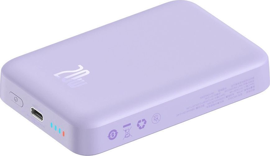 Зовнішній акумулятор (павербанк) Baseus Magnetic Mini Wireless Fast Charge 10000mAh 20W Purple (PPCX110105) 612956 фото