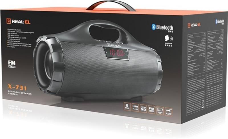 Портативна колонка Real-El X-731 Black (EL121600015) 580017ua фото
