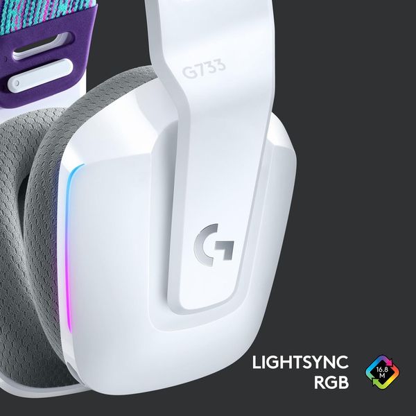 Комп'ютерна гарнітура Logitech G733 LIGHTSPEED Wireless RGB WHITE (981-000883) 326435 фото